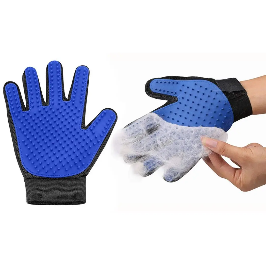 Cat And Dog Grooming Gloves 1 Pair - Blue by Aquarius