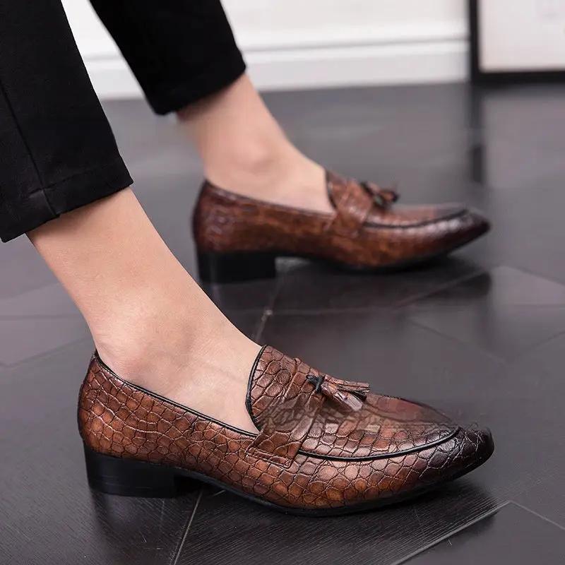 Mens Stylish Breathable Leather Pointed-toe Tassel Shoes by Dropshipman