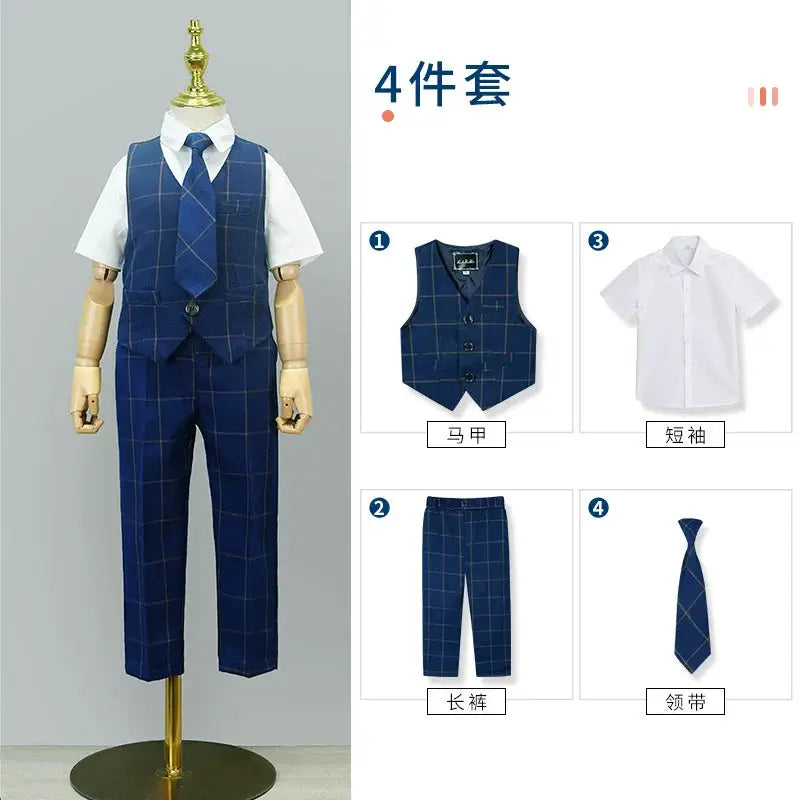 Kids British Plaid Vest Shirt Suit Pants Girls Waistcoat Blouse Skirts Children School Uniform Boys Korean Students Clothes Set by All Mart Bristol Ltd
