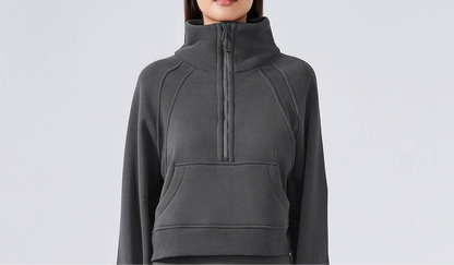 Women’s Half-Zip Fleece Sport Coat with Thumbholes by Me & I