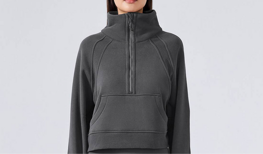 Women’s Half-Zip Fleece Sport Coat with Thumbholes by Me & I