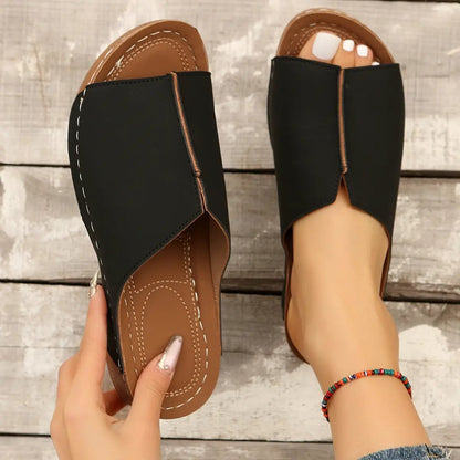 Fashion Solid Wedges Sandals Summer Casual Peep-toe Slippers Outdoor Thick Sole Heightening Slides Shoes Women by Dropshipman