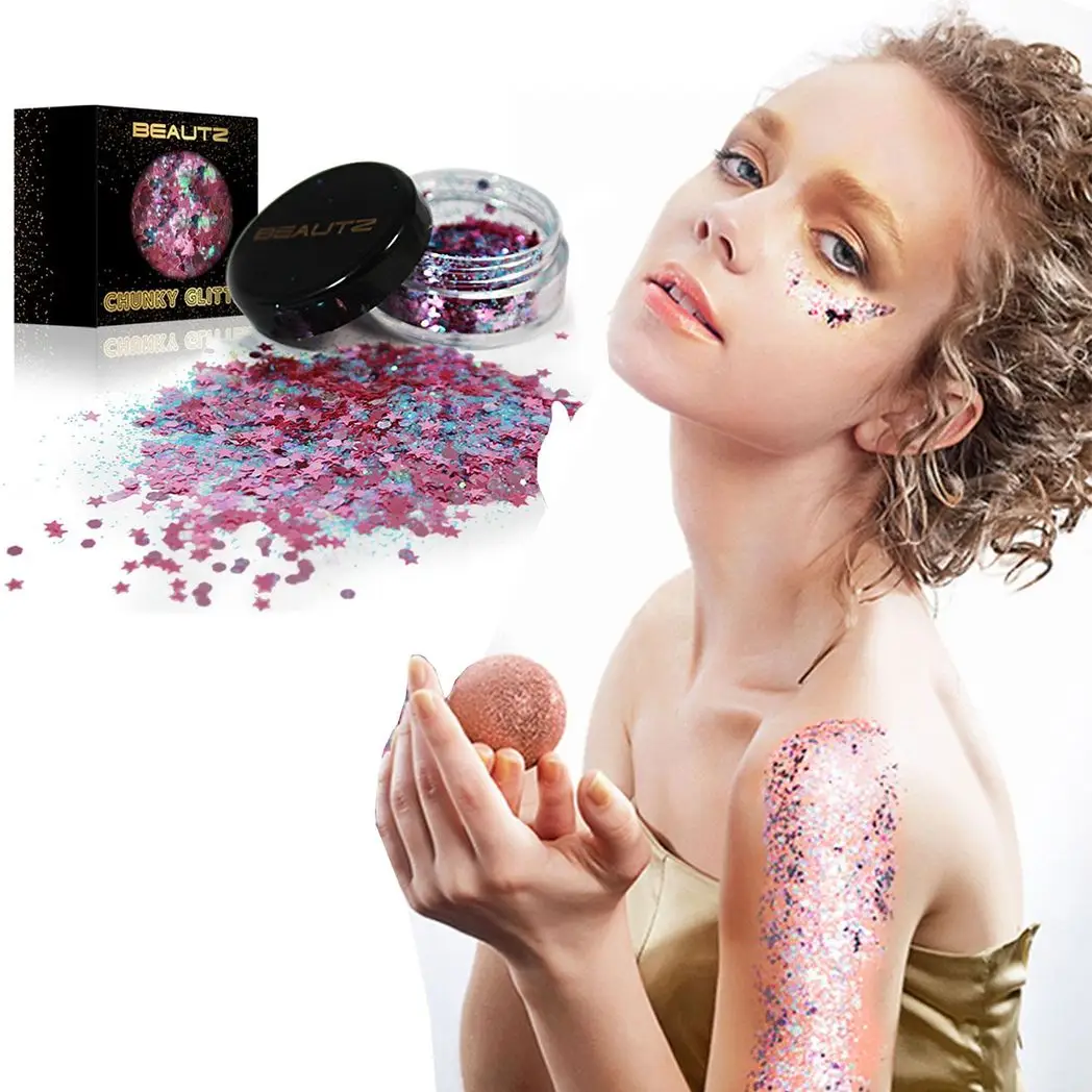 Beautz Chunky Glitter Available in 5 Varieties 10ml pot with 5g of Cosmetic Glit[Fairy] by Beautz