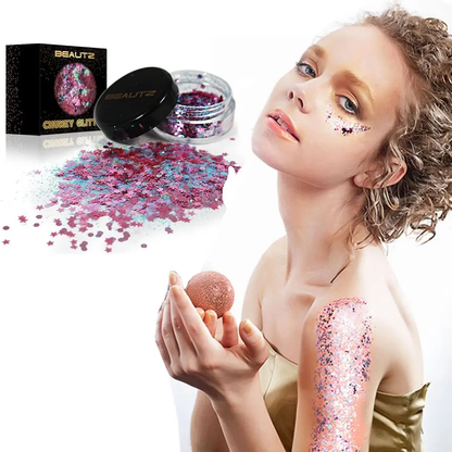 Beautz Chunky Glitter Available in 5 Varieties 10ml pot with 5g of Cosmetic Glit[Fairy] by Beautz