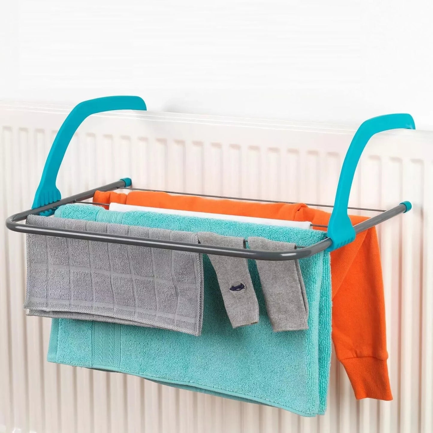 Radiator Clothes Airer Holder Folding Air Dryer Rail 5 Bar Laundry Rack Hanger by All Mart Bristol Ltd