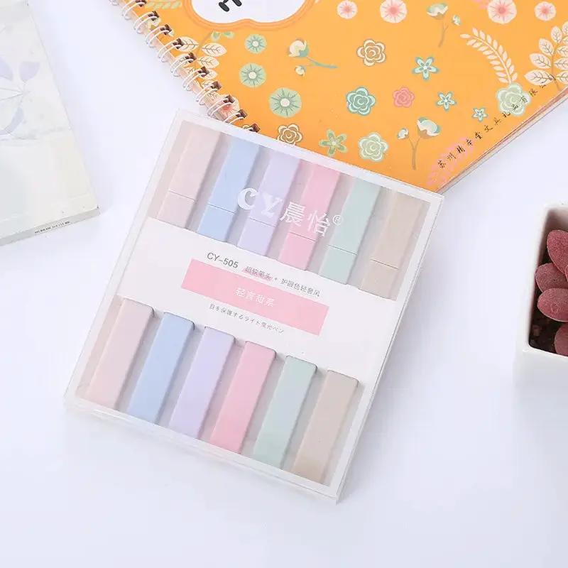 6Pcs/Set Pastel Color Highlighter Kawaii Stationery Color Marker School Supplies Student Marker Highlighter Japanese Stationery by All Mart Bristol Ltd