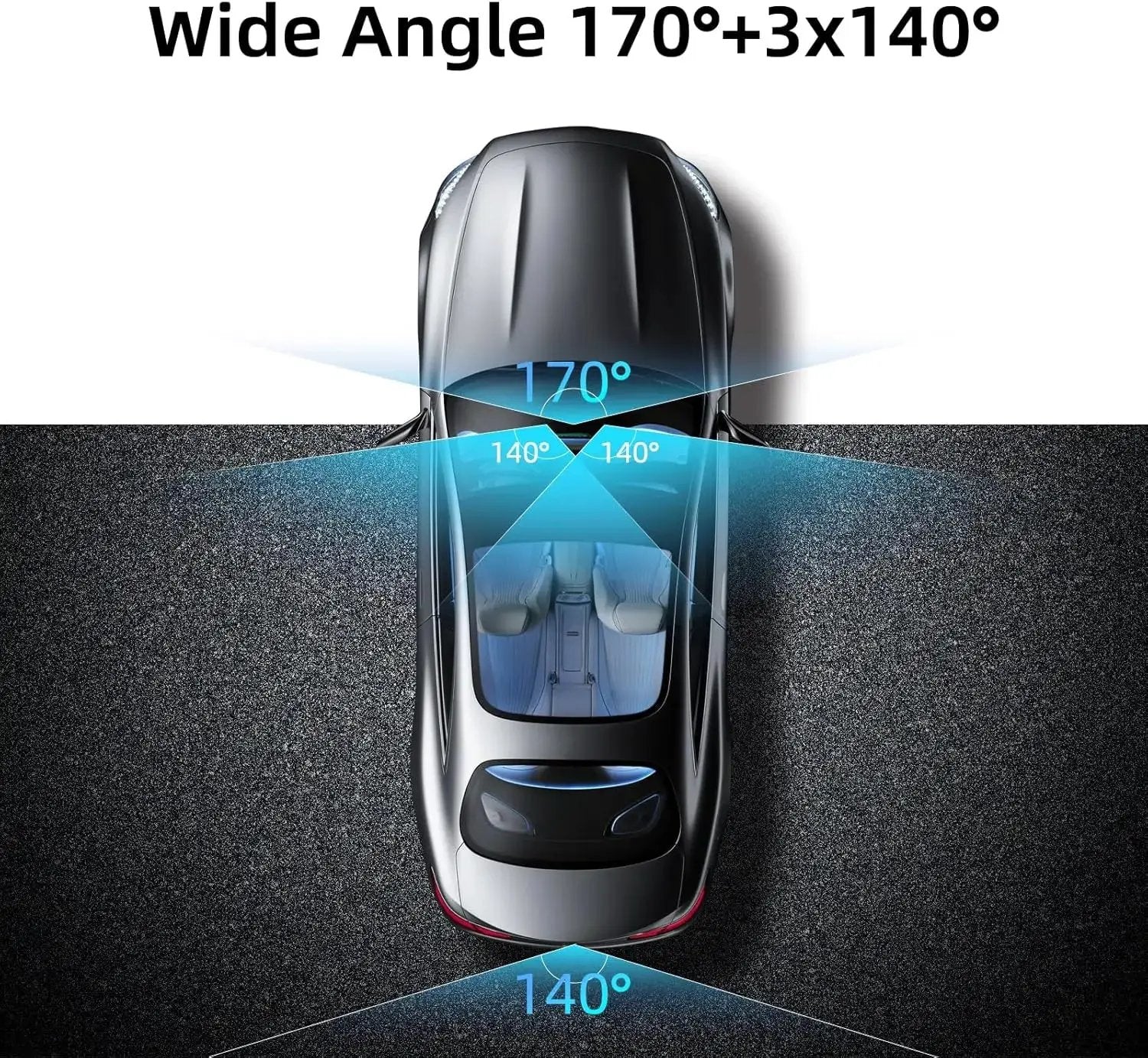 4 Channel Dash Cam with 360° Surround View Includes FREE OBD Cable for 24/7 Parking Monitor 4 Lens Front Rear inside Left Right Recording 3" Display, Built-In Wifi, 64GB Card Clear Night Vision, Hdr，Automotive Driving Recorder by All Mart Bristol Ltd