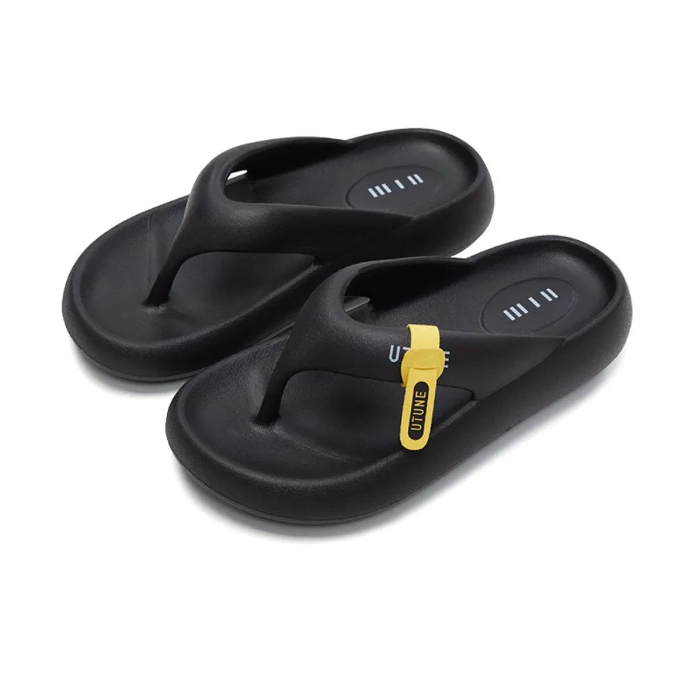 Comfortable Letter Platform Flip Flops EVA Thick Soled Slides Sandals Toe Spring Non-Slip Beach Slippers Bathroom by All Mart Bristol Ltd