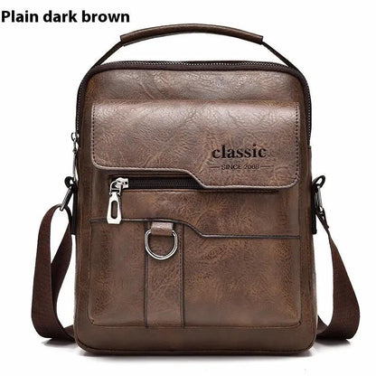 Popular Men's Messenger Bag One Shoulder Retro Business Backpack PU Leather Flaps Crossbody Bags Business Flap Male Solid Travel Bag by Dropshipman