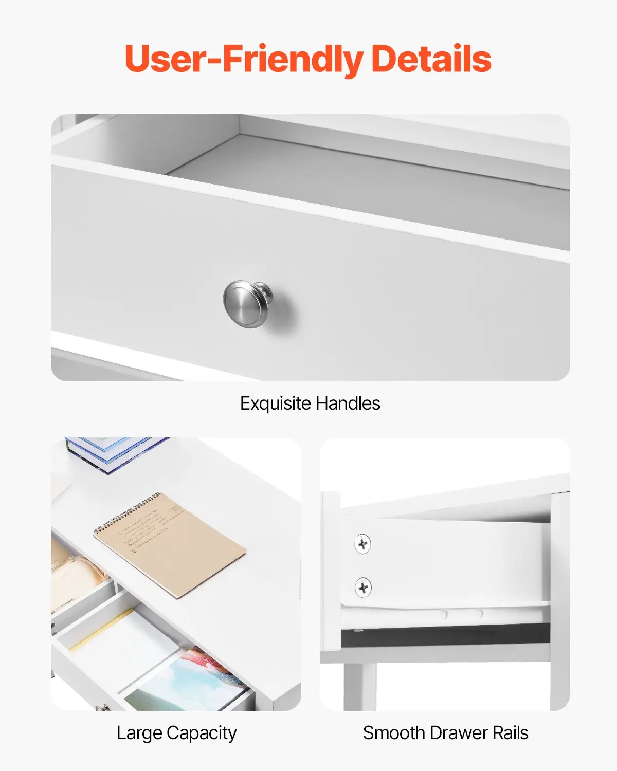 VEVOR Small Desk with Drawers, Kids Desk for Bedroom, Modern Simple Study Table for Drawing, Reading, Writing, Rectangle MDF Furniture Study Storage Table for Home, Office, White by All Mart Bristol Ltd