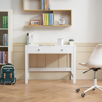 VEVOR Small Desk with Drawers, Kids Desk for Bedroom, Modern Simple Study Table for Drawing, Reading, Writing, Rectangle MDF Furniture Study Storage Table for Home, Office, White by All Mart Bristol Ltd