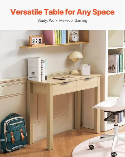 VEVOR Small Desk with Drawers, Kids Desk for Bedroom, Modern Simple Study Table for Drawing, Reading, Writing, Rectangle MDF Furniture Study Storage Table for Home, Office, Light Wood by All Mart Bristol Ltd