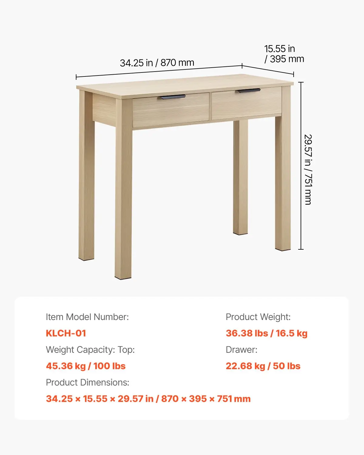 VEVOR Small Desk with Drawers, Kids Desk for Bedroom, Modern Simple Study Table for Drawing, Reading, Writing, Rectangle MDF Furniture Study Storage Table for Home, Office, Light Wood by All Mart Bristol Ltd