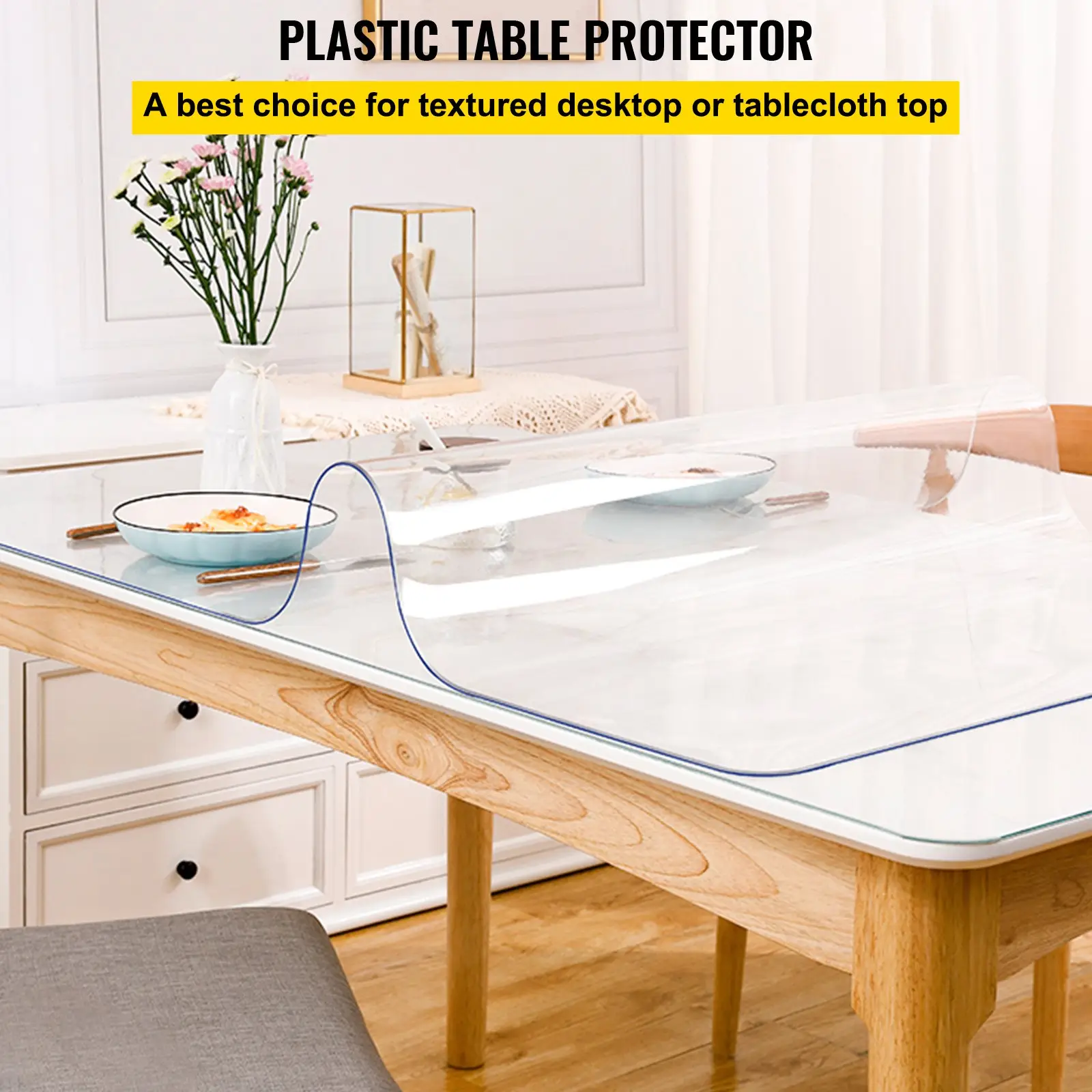 VEVOR Plastic Table Cover 40 x 72 Inch, 1.5 mm Thick Clear Table Protector, Rectangle Clear Desk Mat, Waterproof & Easy Cleaning for Office Dresser Night Stand by All Mart Bristol Ltd