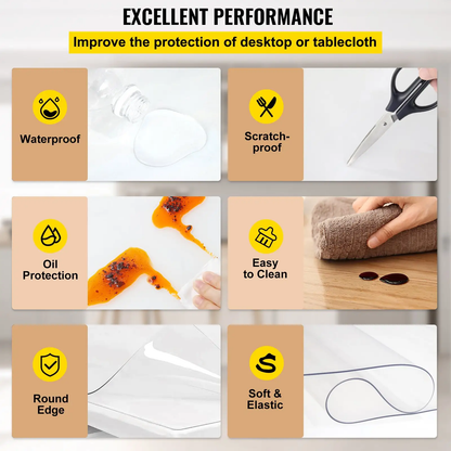 VEVOR Plastic Table Cover 40 x 72 Inch, 1.5 mm Thick Clear Table Protector, Rectangle Clear Desk Mat, Waterproof & Easy Cleaning for Office Dresser Night Stand by All Mart Bristol Ltd