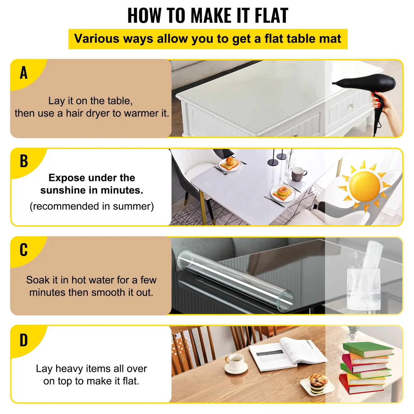VEVOR Plastic Table Cover 40 x 72 Inch, 1.5 mm Thick Clear Table Protector, Rectangle Clear Desk Mat, Waterproof & Easy Cleaning for Office Dresser Night Stand by All Mart Bristol Ltd