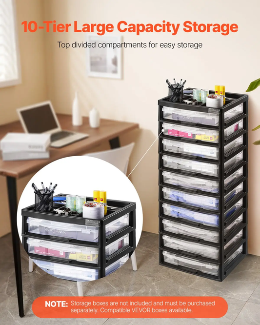 VEVOR Plastic Storage Organizer, 10-Tier Large Capacity with Organizer Top, Black Frame Only, PP Material Multifunctional Scrapbook Storage, for Office Essentials Tools Arts and Crafts Supplies by All Mart Bristol Ltd