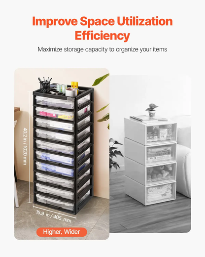 VEVOR Plastic Storage Organizer, 10-Tier Large Capacity with Organizer Top, Black Frame Only, PP Material Multifunctional Scrapbook Storage, for Office Essentials Tools Arts and Crafts Supplies by All Mart Bristol Ltd