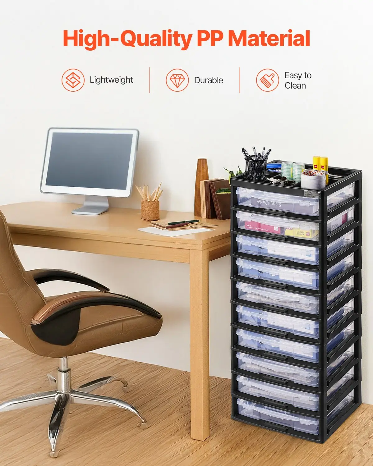 VEVOR Plastic Storage Organizer, 10-Tier Large Capacity with Organizer Top, Black Frame Only, PP Material Multifunctional Scrapbook Storage, for Office Essentials Tools Arts and Crafts Supplies by All Mart Bristol Ltd