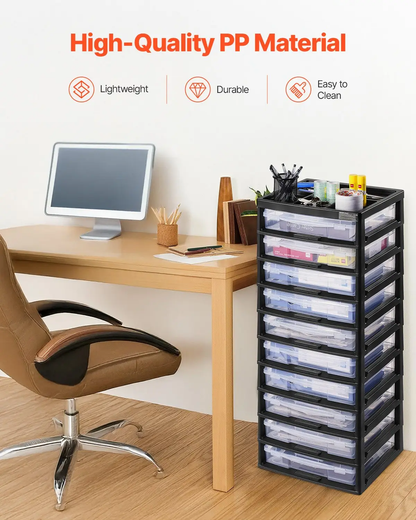 VEVOR Plastic Storage Organizer, 10-Tier Large Capacity with Organizer Top, Black Frame Only, PP Material Multifunctional Scrapbook Storage, for Office Essentials Tools Arts and Crafts Supplies by All Mart Bristol Ltd
