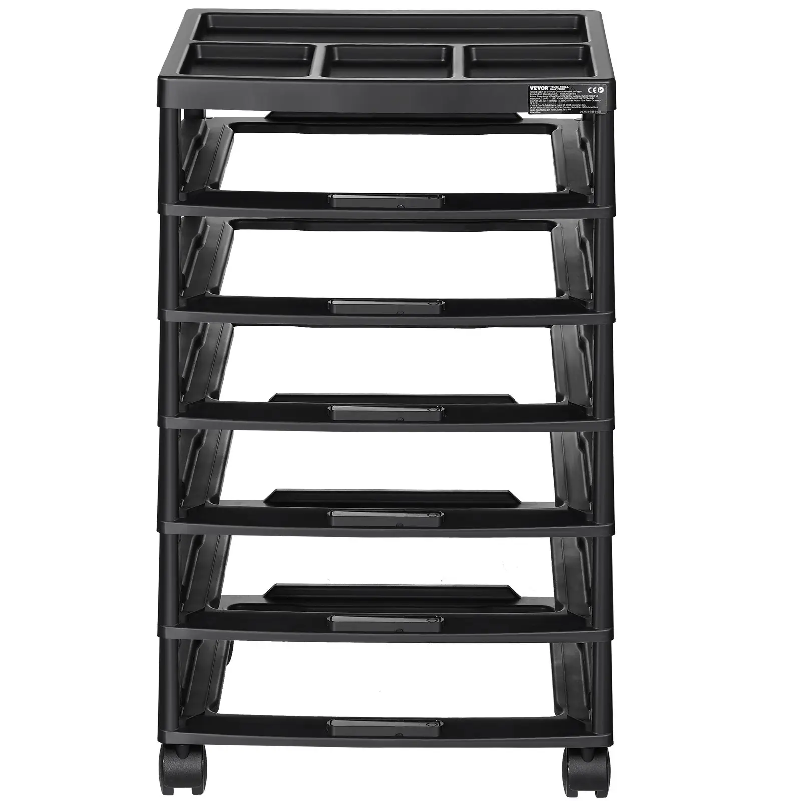 VEVOR Scrapbook Rolling Storage Cart, 6-Tier Large Capacity with Organizer Top, Black Frame with 4 Removable Wheels, PP Material Cart Only, Rolling Craft Storage for Office Arts and Crafts Supplies by All Mart Bristol Ltd
