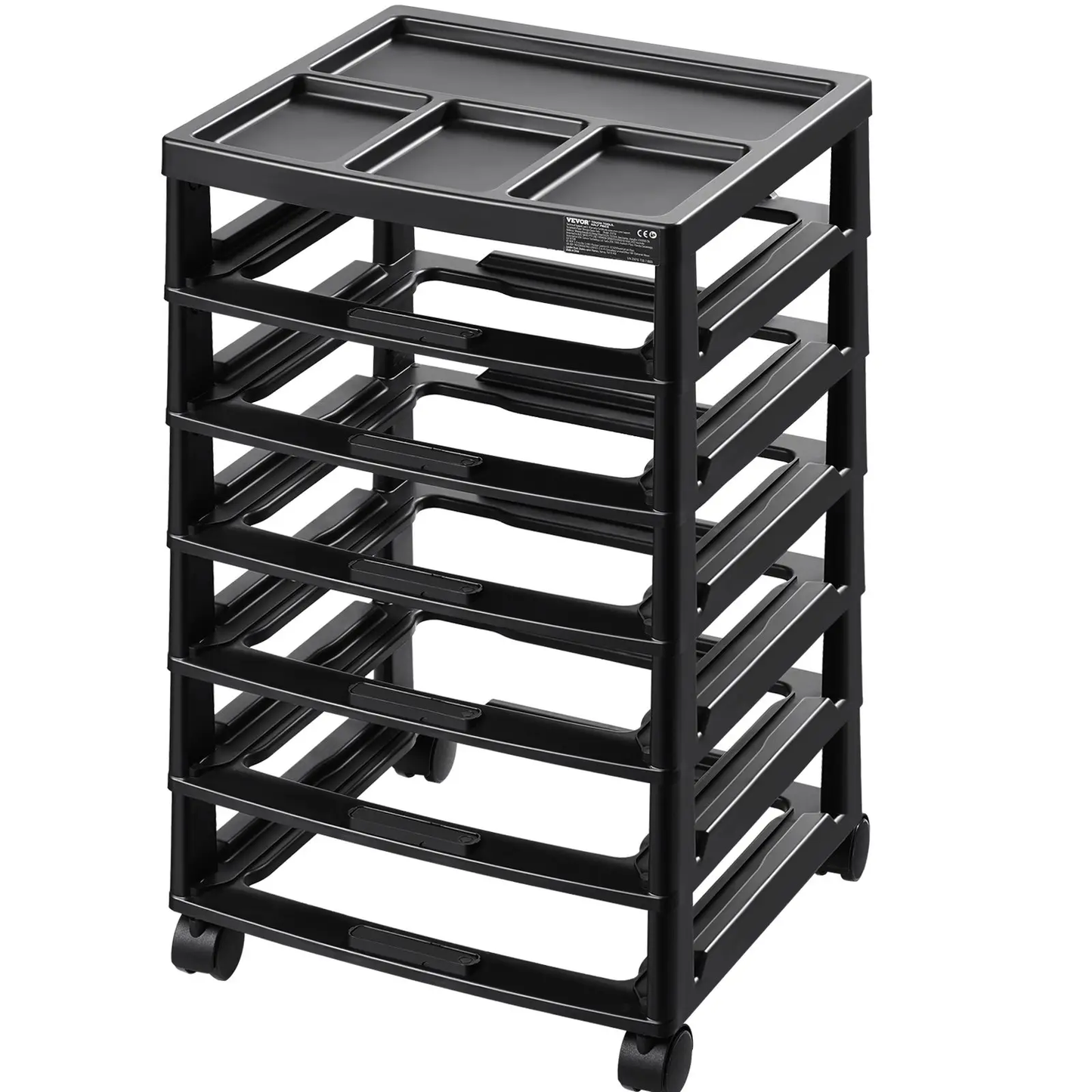 VEVOR Scrapbook Rolling Storage Cart, 6-Tier Large Capacity with Organizer Top, Black Frame with 4 Removable Wheels, PP Material Cart Only, Rolling Craft Storage for Office Arts and Crafts Supplies by All Mart Bristol Ltd