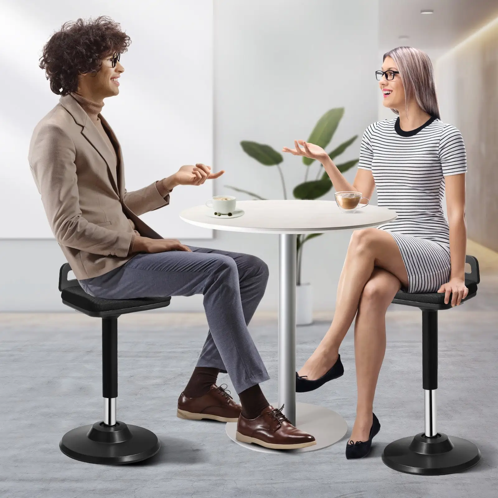 VEVOR Active Chair with Handle, Height-Adjustable (24.6-34.4") Wobble Chair Made of Elastic Fabric & 45 mm Foam, Ideal for Schools, Office and Home, 8° Tilt Angle, Age 12-18, Black by All Mart Bristol Ltd