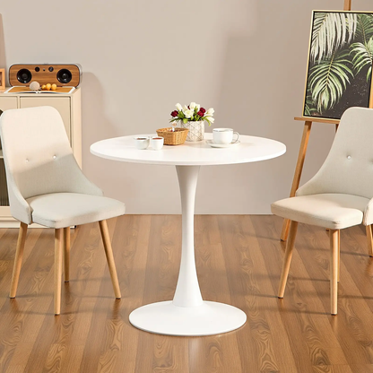 VEVOR Round Dining Table, 31.5 in Wood Table for 2-4 Person, Modern Circle Furniture, Leisure Coffee Office Tables with Pedestal Base in Tulip Design, for Home Kitchen Living Room, White(Only Table) by All Mart Bristol Ltd