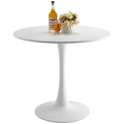 VEVOR Round Dining Table, 31.5 in Wood Table for 2-4 Person, Modern Circle Furniture, Leisure Coffee Office Tables with Pedestal Base in Tulip Design, for Home Kitchen Living Room, White(Only Table) by All Mart Bristol Ltd
