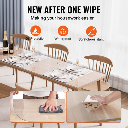 VEVOR Plastic Table Cover, 42 x 96 Inch 1.5 mm Thick Clear Table Protector, Rectangle PVC Desk Mat, Waterproof & Easy Cleaning Desk Pad Tablecloth, for Office Dresser Dining Room Table Night Stand by All Mart Bristol Ltd
