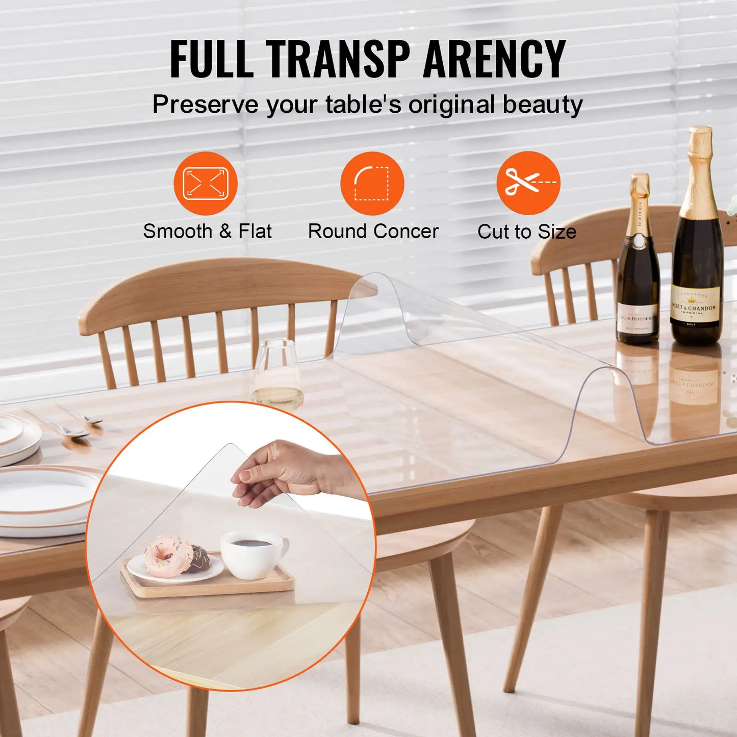 VEVOR Plastic Table Cover, 42 x 96 Inch 1.5 mm Thick Clear Table Protector, Rectangle PVC Desk Mat, Waterproof & Easy Cleaning Desk Pad Tablecloth, for Office Dresser Dining Room Table Night Stand by All Mart Bristol Ltd