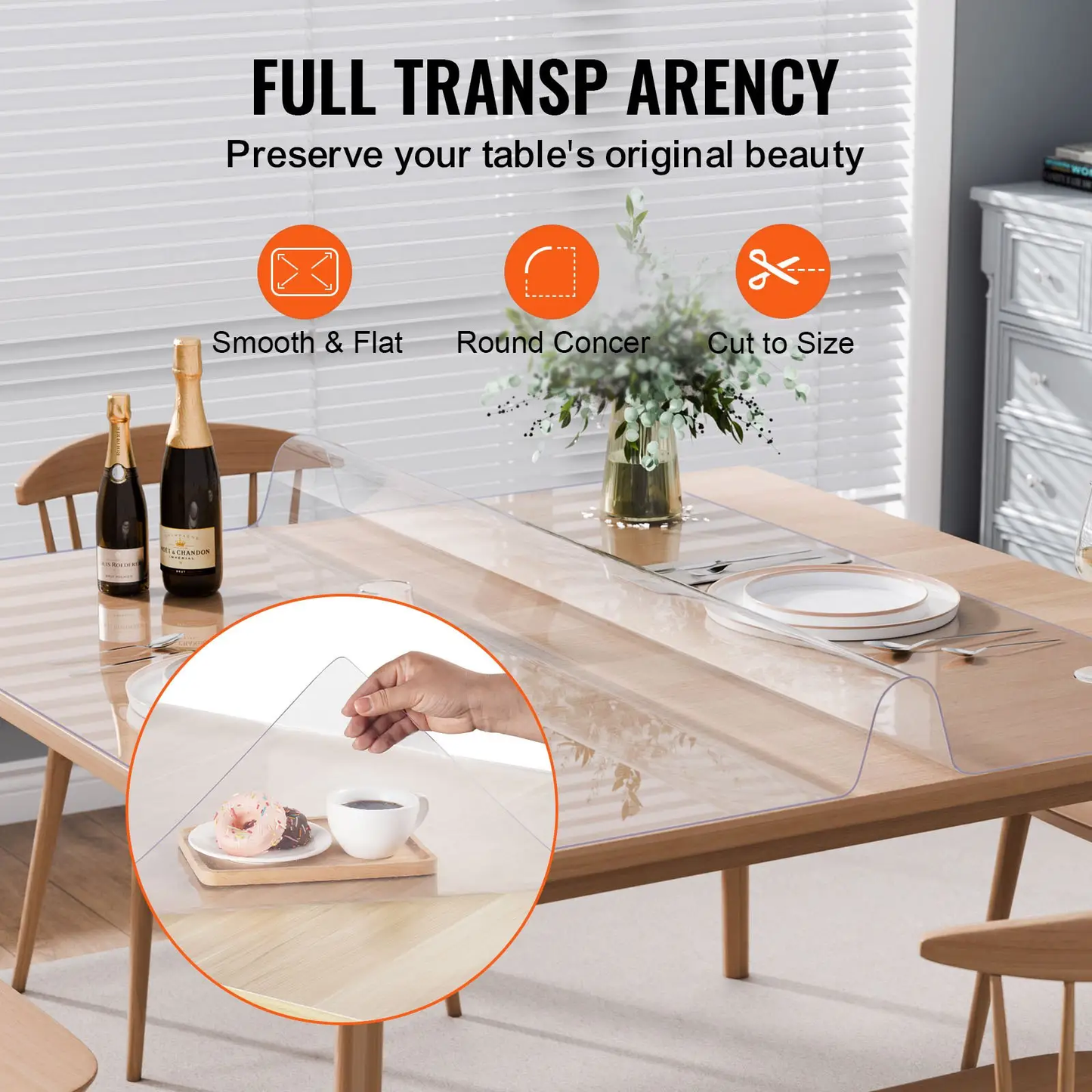 VEVOR Plastic Table Cover, 54 x 54 Inch 2.0 mm Thick Clear Table Protector, Square PVC Desk Mat, Waterproof & Easy Cleaning Desk Pad Tablecloth, for Office Dresser Dining Room Table Night Stand by All Mart Bristol Ltd