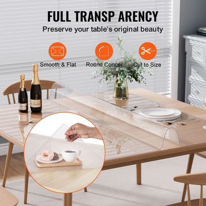 VEVOR Plastic Table Cover, 54 x 54 Inch 2.0 mm Thick Clear Table Protector, Square PVC Desk Mat, Waterproof & Easy Cleaning Desk Pad Tablecloth, for Office Dresser Dining Room Table Night Stand by All Mart Bristol Ltd