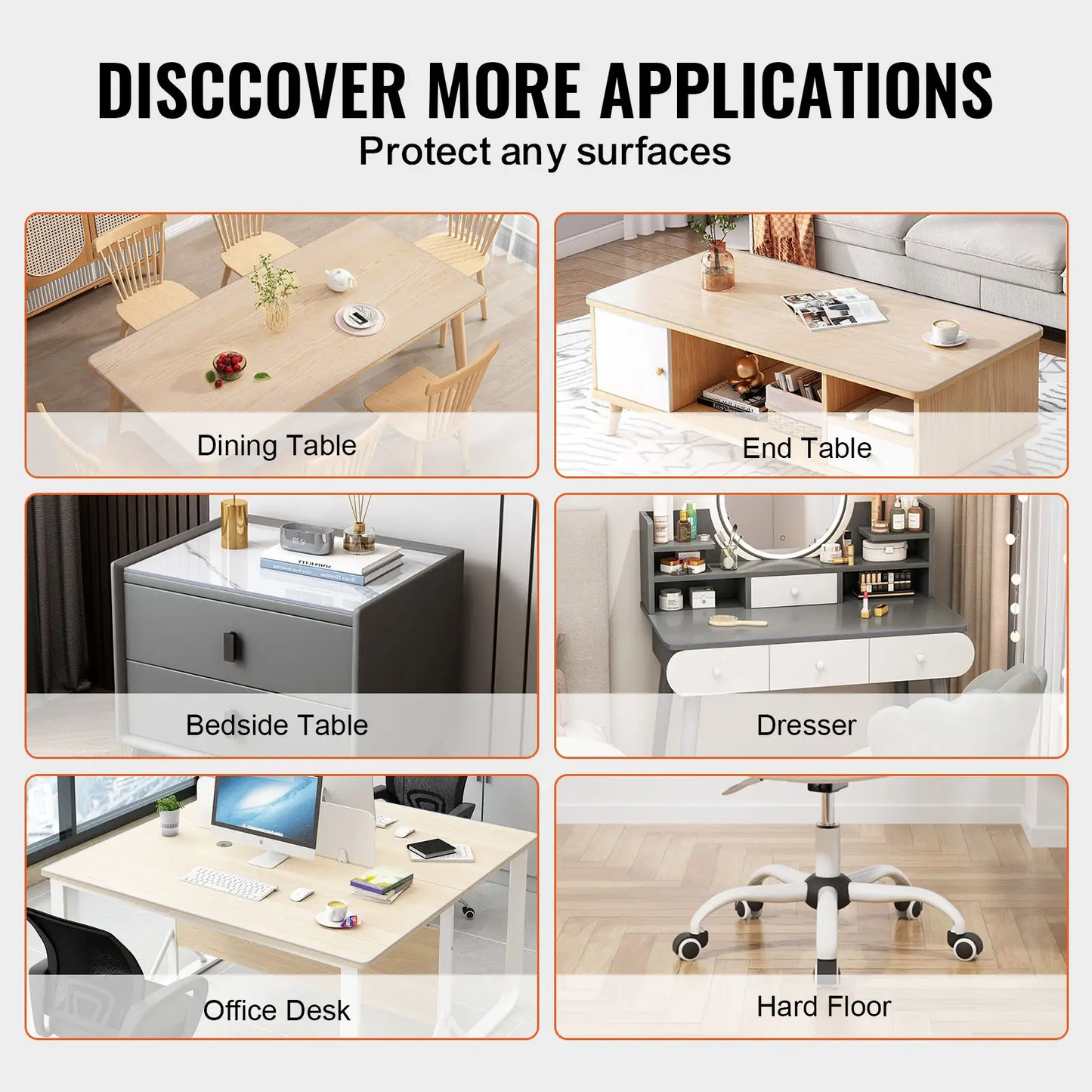 VEVOR Plastic Table Cover, 54 x 54 Inch 2.0 mm Thick Clear Table Protector, Square PVC Desk Mat, Waterproof & Easy Cleaning Desk Pad Tablecloth, for Office Dresser Dining Room Table Night Stand by All Mart Bristol Ltd