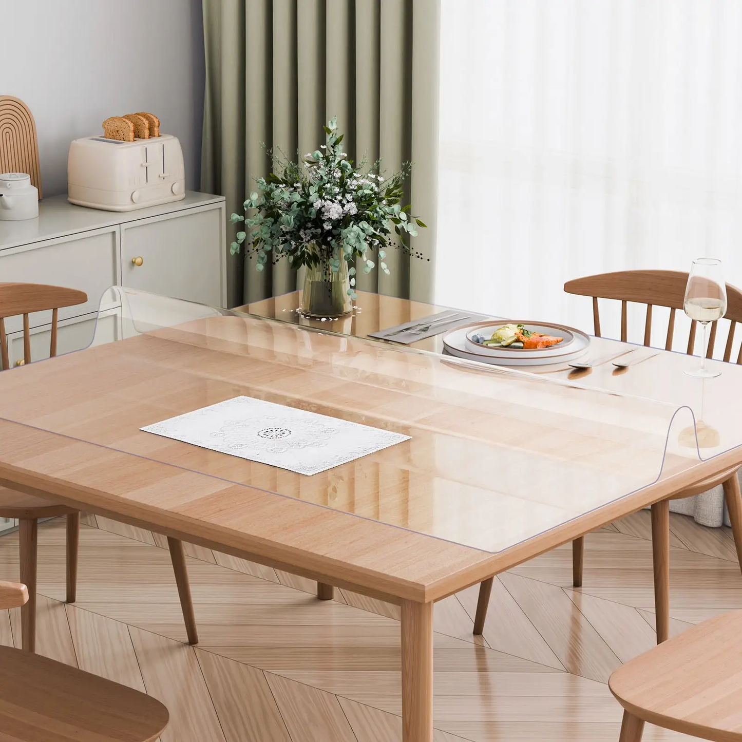 VEVOR Plastic Table Cover, 54 x 54 Inch 2.0 mm Thick Clear Table Protector, Square PVC Desk Mat, Waterproof & Easy Cleaning Desk Pad Tablecloth, for Office Dresser Dining Room Table Night Stand by All Mart Bristol Ltd