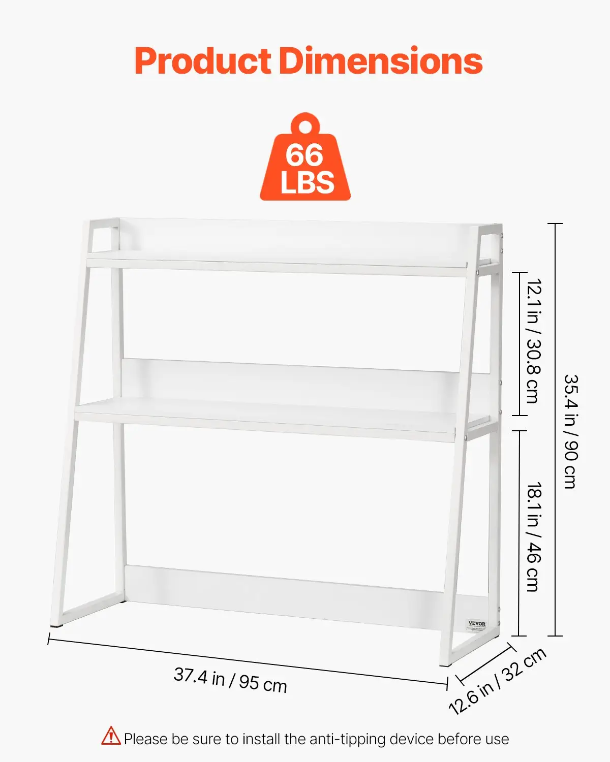 VEVOR Desktop Bookshelf, 2-Tier Desktop Storage Organizer, 37.4" x 12.6" x 35.4" Office Desk Storage Rack Display Shelf, Desktop Bookshelf Hutch with Anti-Slip Feet Pads, for Office, Home & Dorm, White by All Mart Bristol Ltd