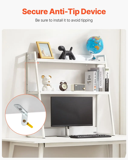 VEVOR Desktop Bookshelf, 2-Tier Desktop Storage Organizer, 37.4" x 12.6" x 35.4" Office Desk Storage Rack Display Shelf, Desktop Bookshelf Hutch with Anti-Slip Feet Pads, for Office, Home & Dorm, White by All Mart Bristol Ltd