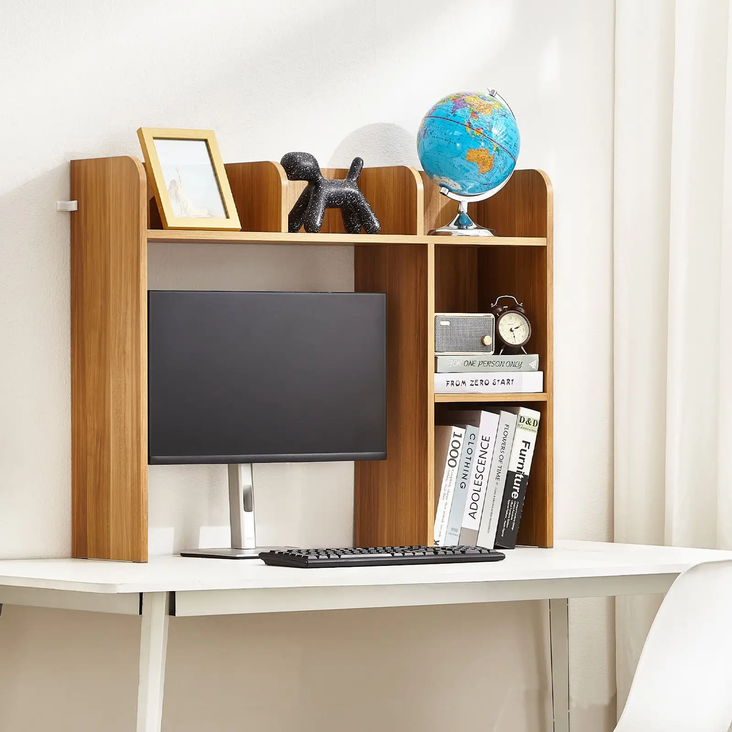 VEVOR Desktop Bookshelf, 2-Tier Wood Desktop Storage Organizer, 37.2" x 9.5" x 28.9" Office Storage Rack Wood Display Shelf, Desktop Bookshelf Hutch with Anti-Slip Feet Pads, for Office, Home & Dorm by All Mart Bristol Ltd