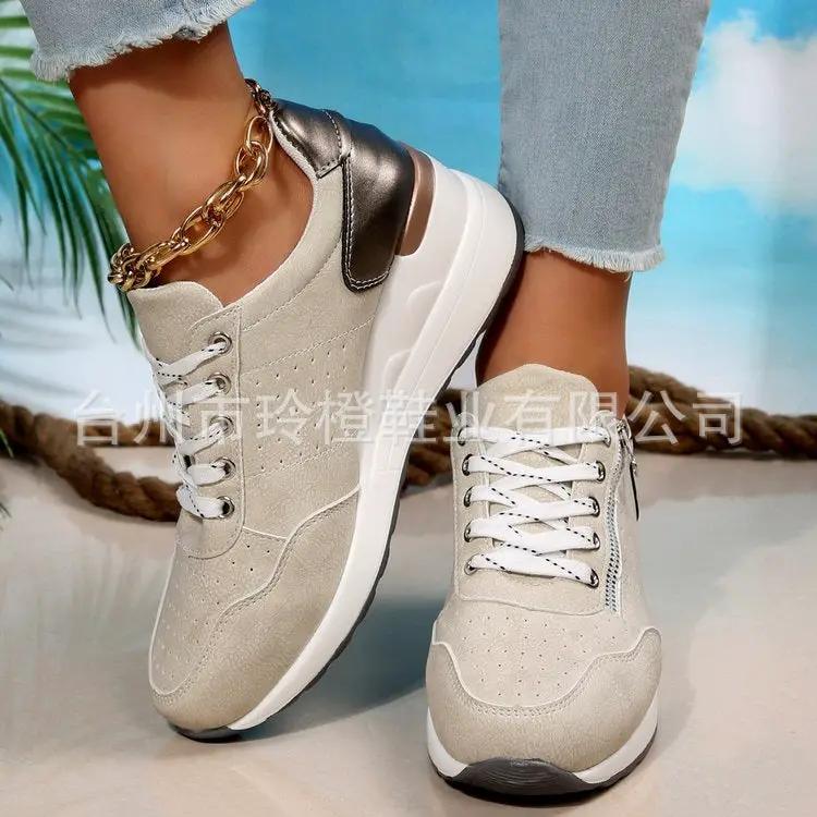 Womens Sporty Lace-Up Flared Sole Plus-Size Dress Shoes by Dropshipman