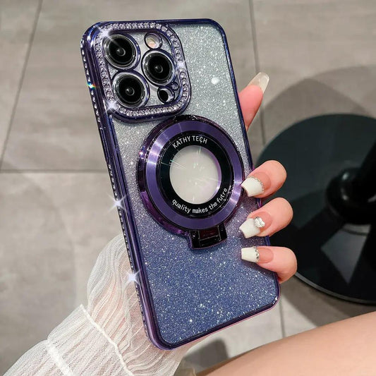 Glitter Tpu Electroplating Magnetic Bracket Phone Case by Dropshipman