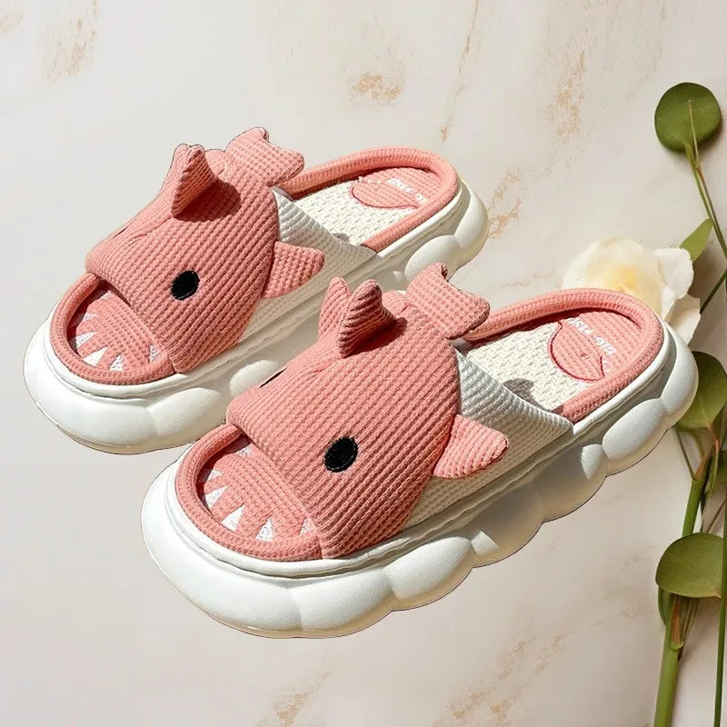 Home Linen Slipper for Women Cute Bunny Clouds Flip Flops Female Design Cozy Shoes Slides Four Season Platform Couples Sandals by All Mart Bristol Ltd