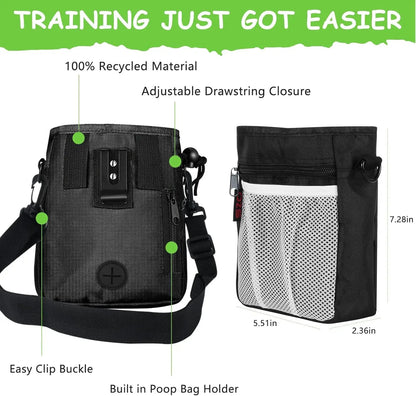 Stylish Versatile Dog Treat Pouch with 3 Wear Options & 2 Clickers - Ideal for Training with Waist Belt & Shoulder Strap by All Mart Bristol Ltd
