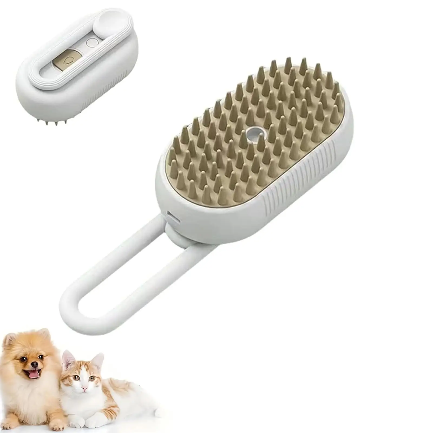 Cat Steam Brush For Shedding 3 In 1 Cat Steamy Brush Cleanser With Foldable Handle Pet Spa Brush For Cats Dogs Defur Comb For Cats Steam Brush For Cats Pet Spray Hair Removal Comb by Dropshipman