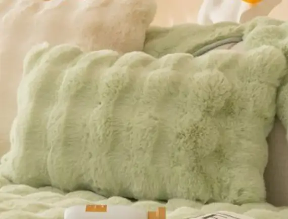Winter Thickened Rabbit Plush Modern Sofa Cushion by Dropshipman