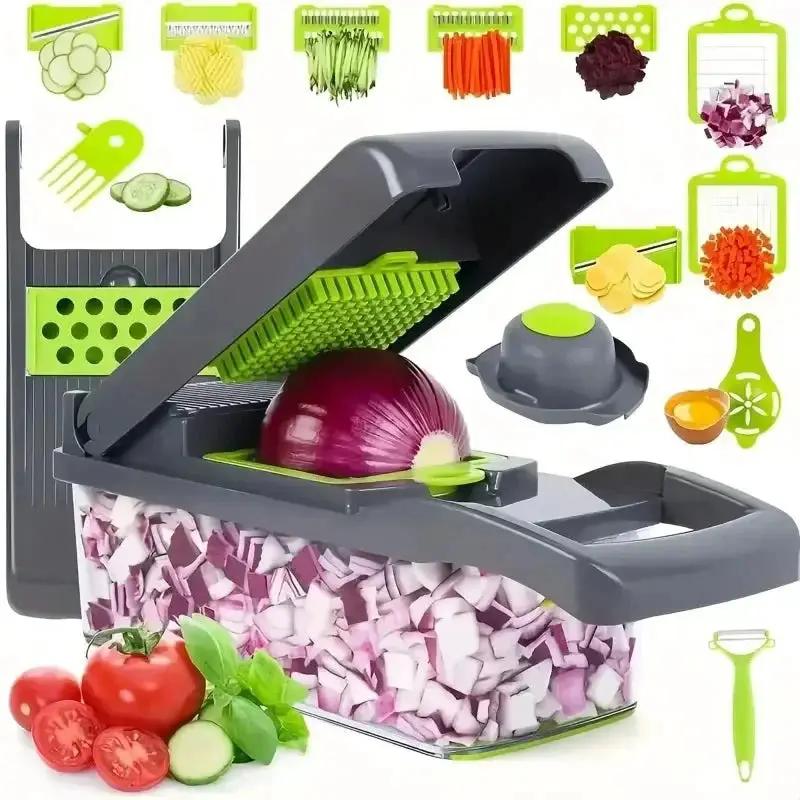 14/16 in 1 Multifunctional Vegetable Chopper Grate Food Handle Food Chopper Vegetable Slicer Dicer Cut Kitchen Items Cocina by All Mart Bristol Ltd