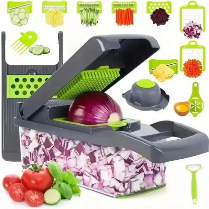 14/16 in 1 Multifunctional Vegetable Chopper Grate Food Handle Food Chopper Vegetable Slicer Dicer Cut Kitchen Items Cocina by All Mart Bristol Ltd