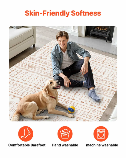 VEVOR Area Rug, 5 x 8 ft Large Washable Rug, Non-Slip and Tear-Resistant Soft Carpet, Pet Friendly Modern Area Rugs, Indoor Mat for Bedroom, Office, Living Room, Entryway, Beige by All Mart Bristol Ltd