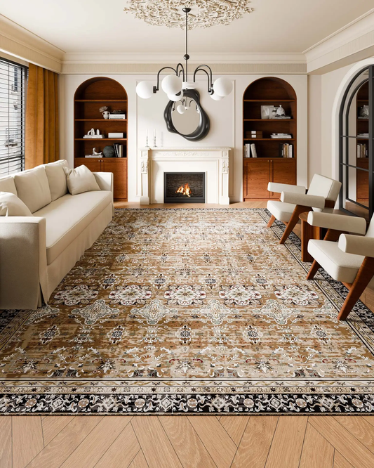 VEVOR Area Rug, 9 x 12 ft Large Washable Rug, Non-Slip and Tear-Resistant Soft Carpet, Pet Friendly Vintage Area Rugs, Indoor Mat for Bedroom, Living Room, Office, Brown Green by All Mart Bristol Ltd