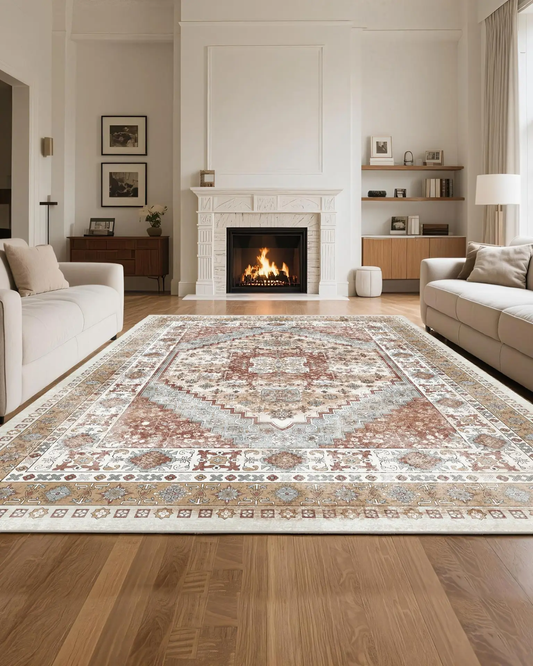 VEVOR Area Rug, 8 x 10 ft Large Washable Rug, Non-Slip and Tear-Resistant Soft Carpet, Pet Friendly Vintage Area Rugs, Indoor Mat for Bedroom, Living Room, Office, Brown Red by All Mart Bristol Ltd