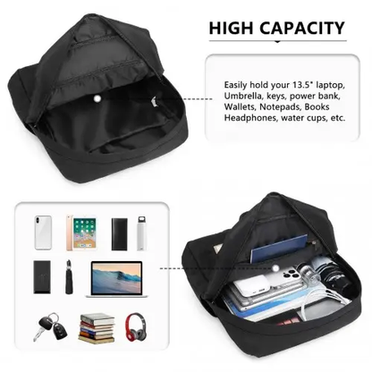 EB2211 - Kono Casual Daypack Lightweight Backpack Travel Bag - Black by All Mart Bristol Ltd